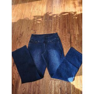 Jag Jeans Pull On High Rise Boot Leg Women 14 Stretch Denim Dark Wash